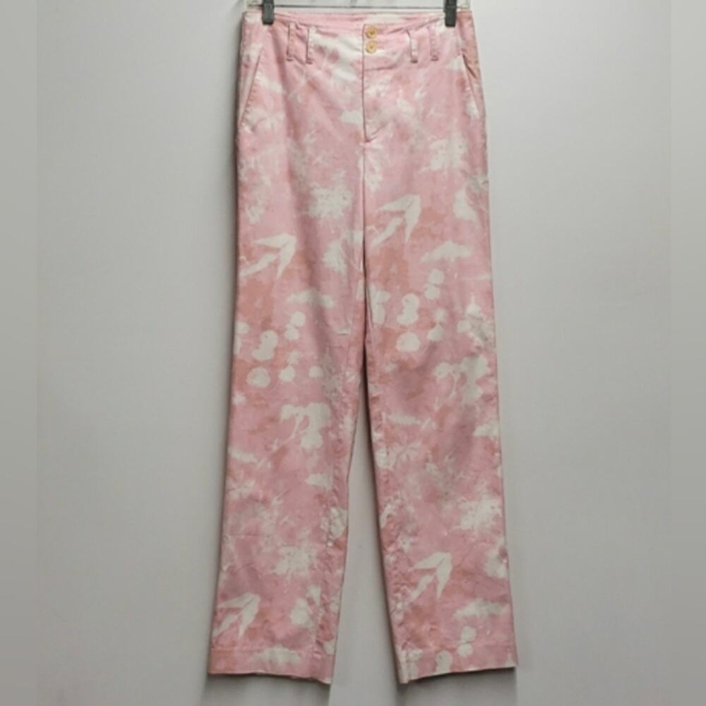 Anthropologie Jamie Trousers Women's 2 Pink White High Rise Pockets